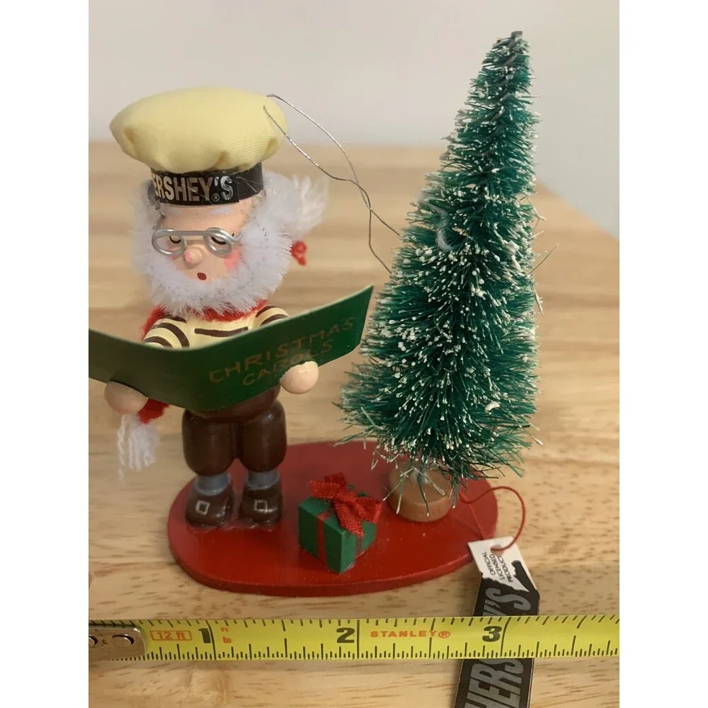 1993 Kurt Adler Wood Christmas Carol Ornament Hersheys Chocolate Elf Singing